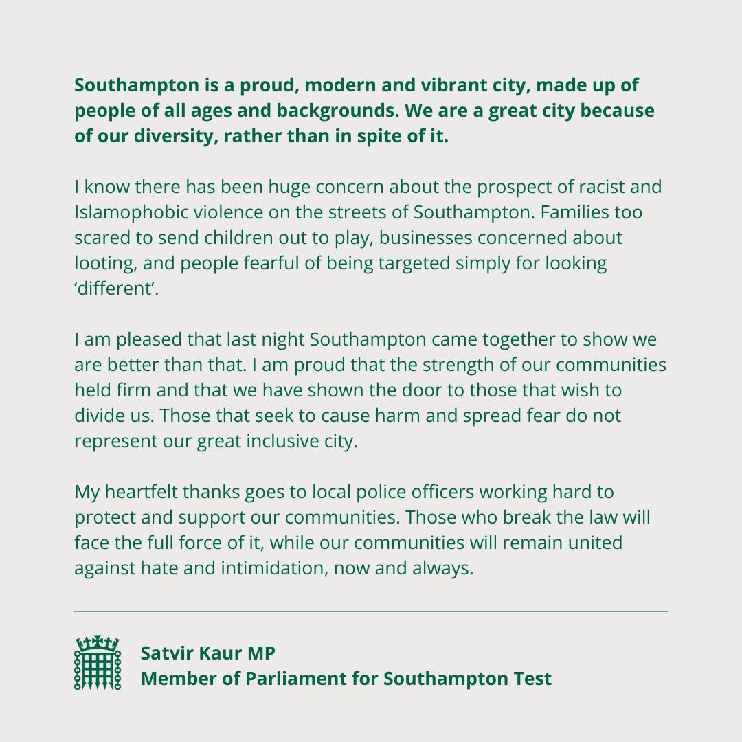 My statement regarding events last night.