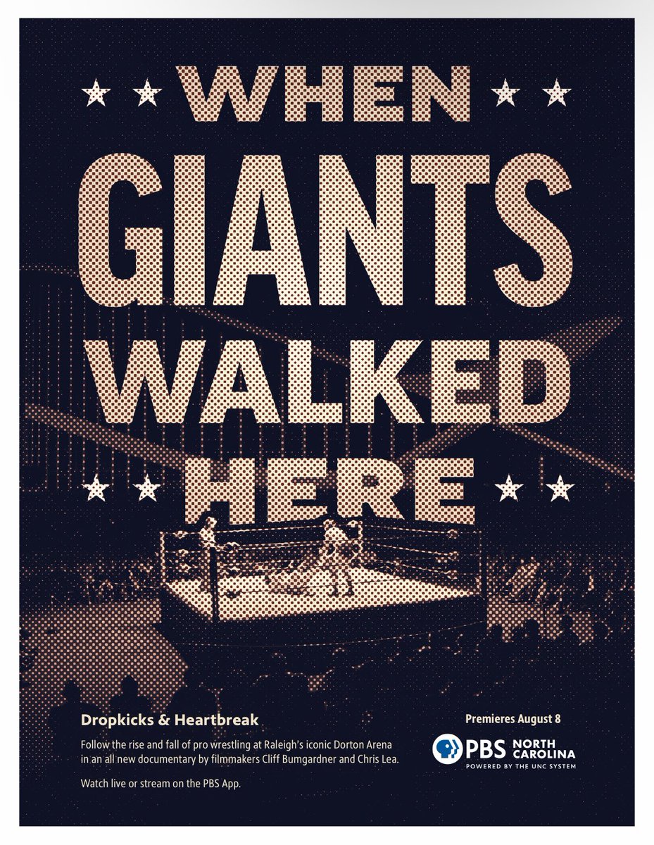 ChrisLeaTV's tweet photo. TONIGHT IS THE NIGHT! 8/8/24! “When Giants Walked Here” — which chronicles the rise &amp; fall of pro wrestling at Dorton Arena in Raleigh — premieres on @MyPBSNC at 10pm &amp; will be available NATIONWIDE on the PBS App right after! https://t.co/gTiW9xWn2j