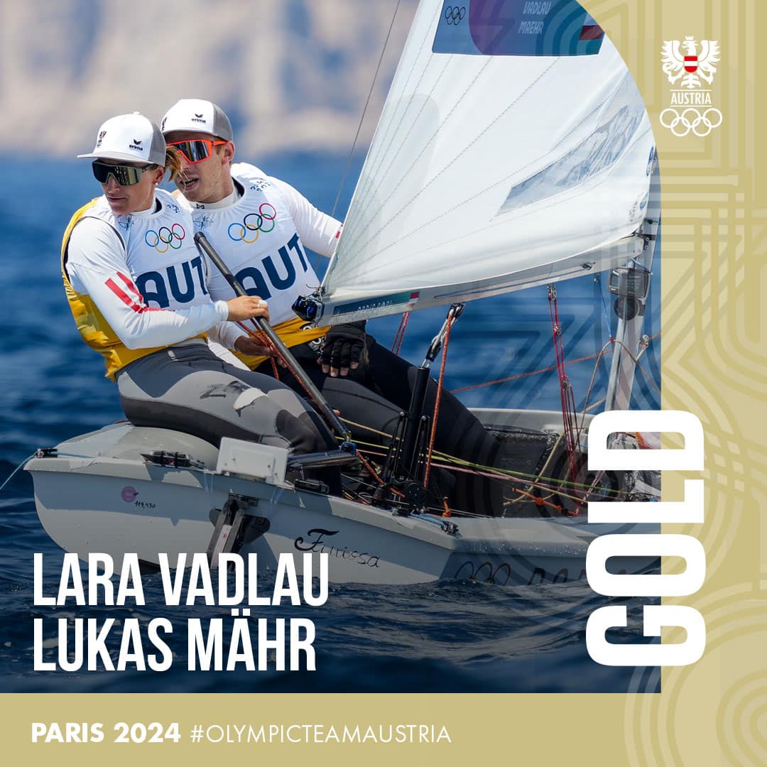 Hurra, die erste olympische Goldmedaille 2024 für Österreich ist da: Das 470er-Duo Lara Vadlau und Lukas Mähr segelten sich heute in Marseilles auf den höchsten Olymp! Die letzte Segelgoldmedaille für Österreich gab es 2004 in Athen (Bronze 2016 in Rio). olympia.at