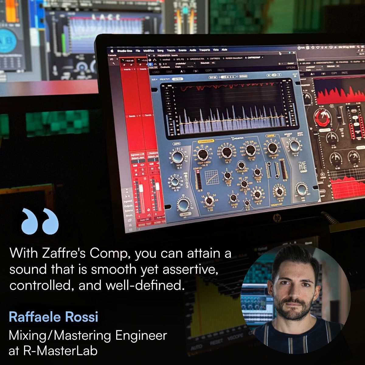 Acustica Audio (@acusticaaudio) on Twitter photo "Zaffre has been an incredible discovery for the type of sound texture it can achieve. With Zaffre Comp, you can attain a sound that is smooth yet assertive, controlled, and well-defined".
— Raffaele Rossi (<a href="/RMasterlab/">Raffaele Rossi</a>) | Mixing & Mastering Engineer. "Zaffre has been an incredible discovery for the type of sound texture it can achieve. With Zaffre Comp, you can attain a sound that is smooth yet assertive, controlled, and well-defined".
— Raffaele Rossi (<a href="/RMasterlab/">Raffaele Rossi</a>) | Mixing & Mastering Engineer.
