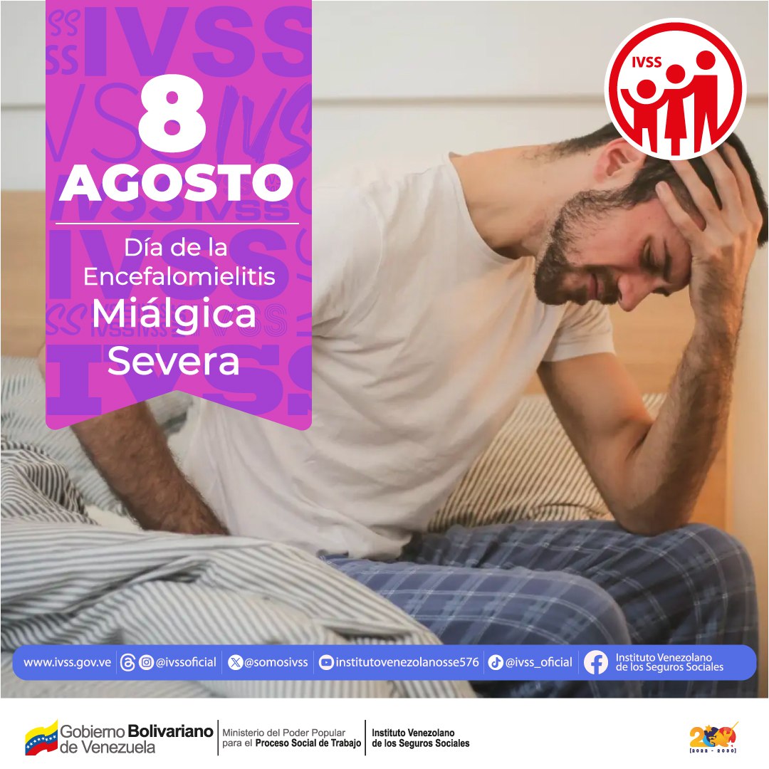 OACARORAIVSS's tweet photo. #Agosto |
El 8 de agosto se conmemora el Día de la Encefalomielitis Miálgica Severa.
Es una enfermedad neurológica crónica y debilitante que se caracteriza por una fatiga extrema y persistente. 
#PuebloSonrienteYEnPaz

@nicolasmaduro
@delcyrodriguezv
@magalygutierrezvina https://t.co/eXHCNSoHpx