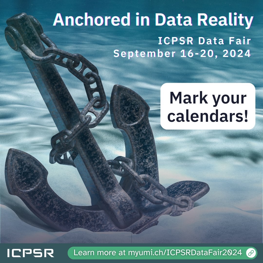 ICPSR's tweet photo. Join us at the Data Fair Sept. 16-20! “Anchored in Data Reality" features webinars on topics like AI, COVID, criminal justice, health care, and more. The #DataFair is free, virtual, and open to the public. Learn more and register at https://t.co/L0ZNDb2cVD. https://t.co/UNgyQ2MTdb