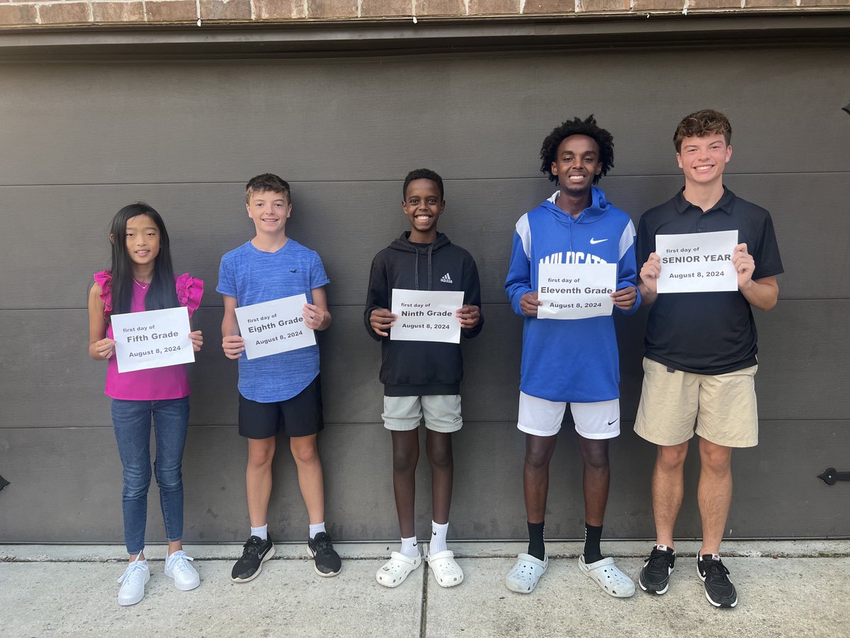 KennethBruce's tweet image. First day back to school - 2024! Noah’s a senior, Aiden’s a junior, Asa’s freshman, Nathan’s an 8th grader, and Ellie Ann is a 5th grader! Man, love them so much!