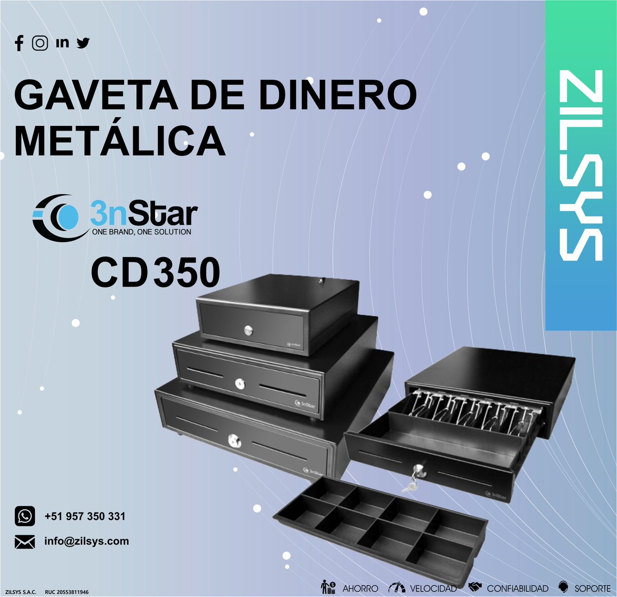 Gaveta de Dinero Metálica con Microswitch #3nStar (#CD350)

Para más información, contacta con nosotros.
📨info@zilsys.com
📱 957 350 331
🌐zilsys.com

#3nstar #gavetadedinero #cajadedinero #microswitch #cd350 #3nstarcd350 #cajaregistradoras #sistemapuntodeventa
