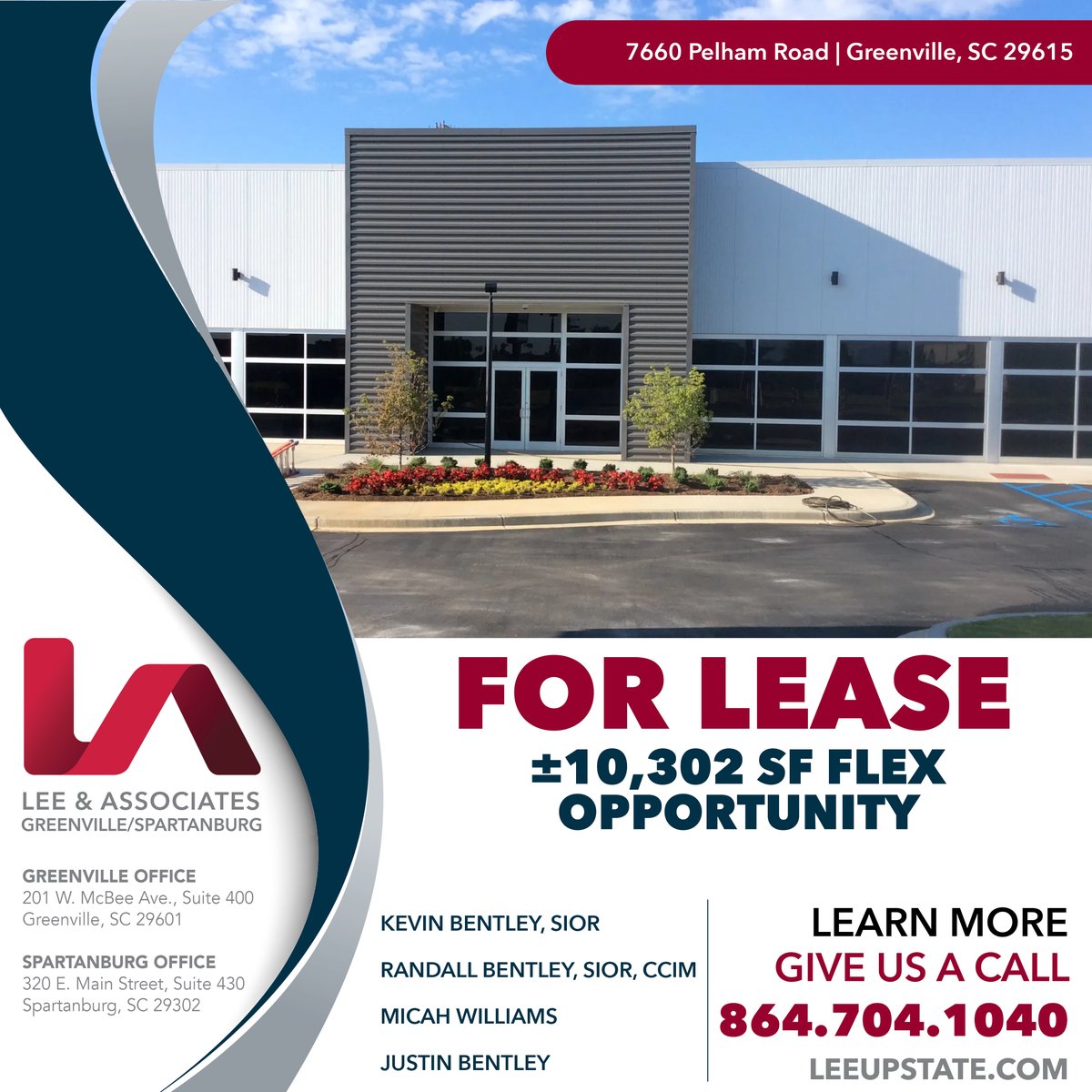 NEW LISTING!
Lee &amp; Associates Greenville / Spartanburg is pleased to present this ±10,302 SF flex opportunity for lease located at 7660 Pelham Road in Greenville, SC. 
Click here to view the property online: 
loom.ly/QRPFycw

#leeassociates #leeupstate