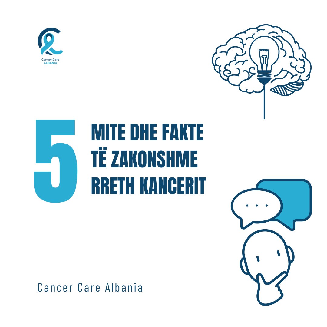 CancerCareAlb's tweet photo. 👋 Le të sqarojmë disa mite të zakonshme rreth kancerit dhe të ndajmë faktet e vërteta. Kuptimi i këtyre mund të na ndihmojë të gjithëve të bëjmë zgjedhje më të mira shëndetësore dhe për një jetë sa më të shëndetshme.
 #StayInformed #CancerPrevention  #CancerCareAlbania https://t.co/gvnpbmkwKY