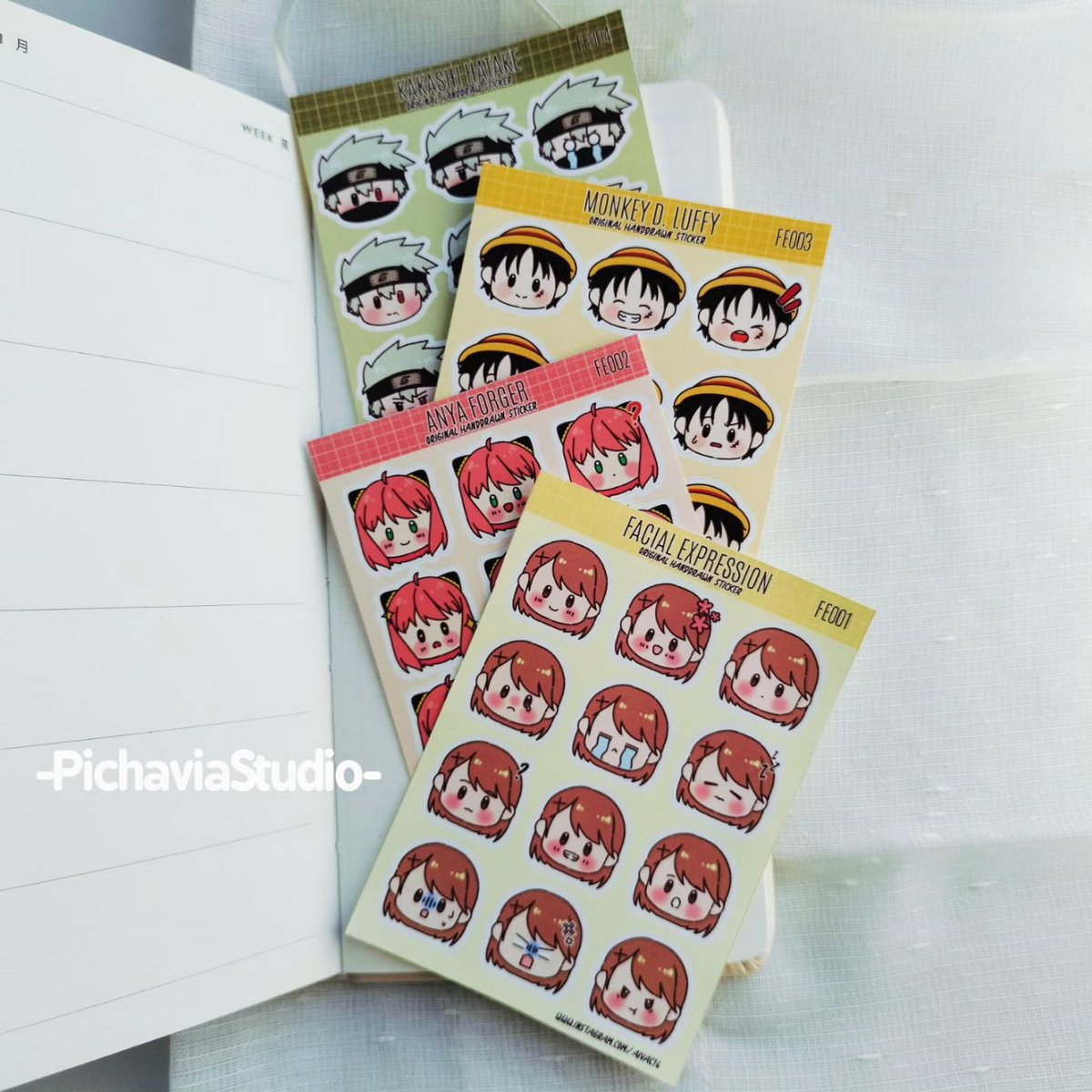 Pichavia_Studio's tweet photo. Character Facial Expressions

Anime:
• OC
• Spy x Family - Anya Forger
• One Piece - Monkey D. Luffy
• Naruto - Hatake Kakashi

#stickersheets #stickerpack #stickerkisscut #stickershop #zonauang #zonajajan #fypシ #fyp #wts #stickershop #artandcraft #smallbusiness https://t.co/umtotcEARr