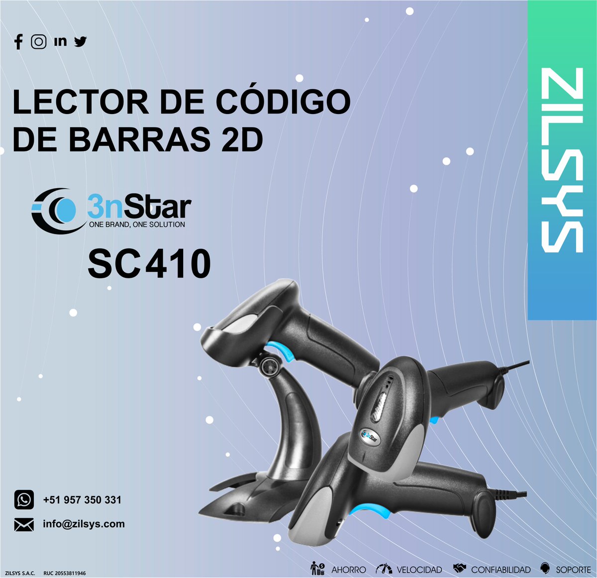 LECTOR DE CÓDIGO DE BARRAS #3nStar (#SC410)
Puede escanearlo todo. Usted obtiene un escáner de imágenes 1D / 2D asequible que no compromete el rendimiento o las características por precio.

Para más información, contacta con nosotros.
📨info@zilsys.com
📱 957 350 331