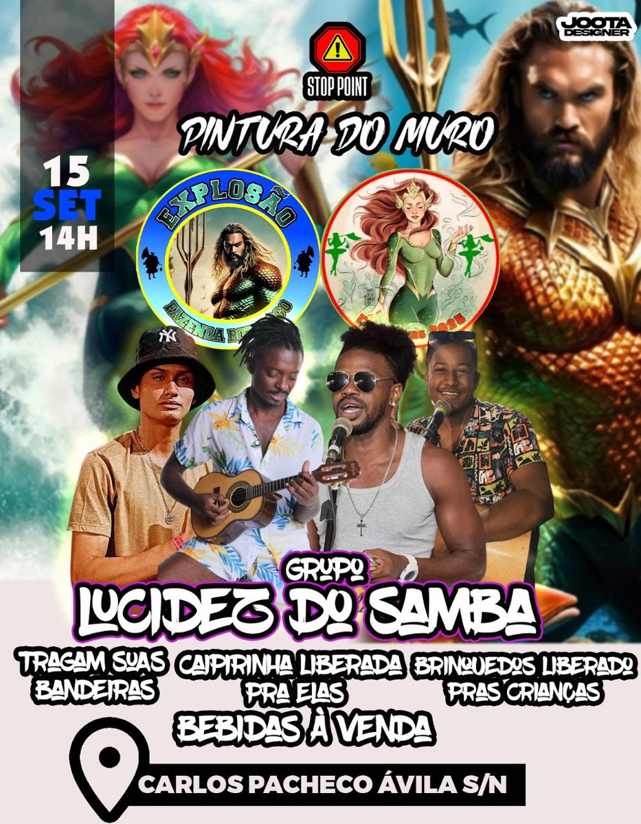 🎨🔥PINTURA DO MURO DAS TURMA EXPLOSÃO X EXPLOSIVAS🔥🎨

🎶GRUPO LUCIDEZ DO SAMBA 🎤
🎡BRINQUEDOS LIBERADO 🎡
🍋‍🟩CAIPIRINHA LIBERADA PRA ELAS 🍋‍🟩

TRAGAM SUAS BANDEIRAS ⚠️
🍺🥃 BEBIDAS À VENDA NO LOCAL 🥃🍺

 🎭🎇VENHA VOCÊ É SUA TURMA, TODAS AS TURMAS SERÃO BEM VINDAS! 🎇🎭