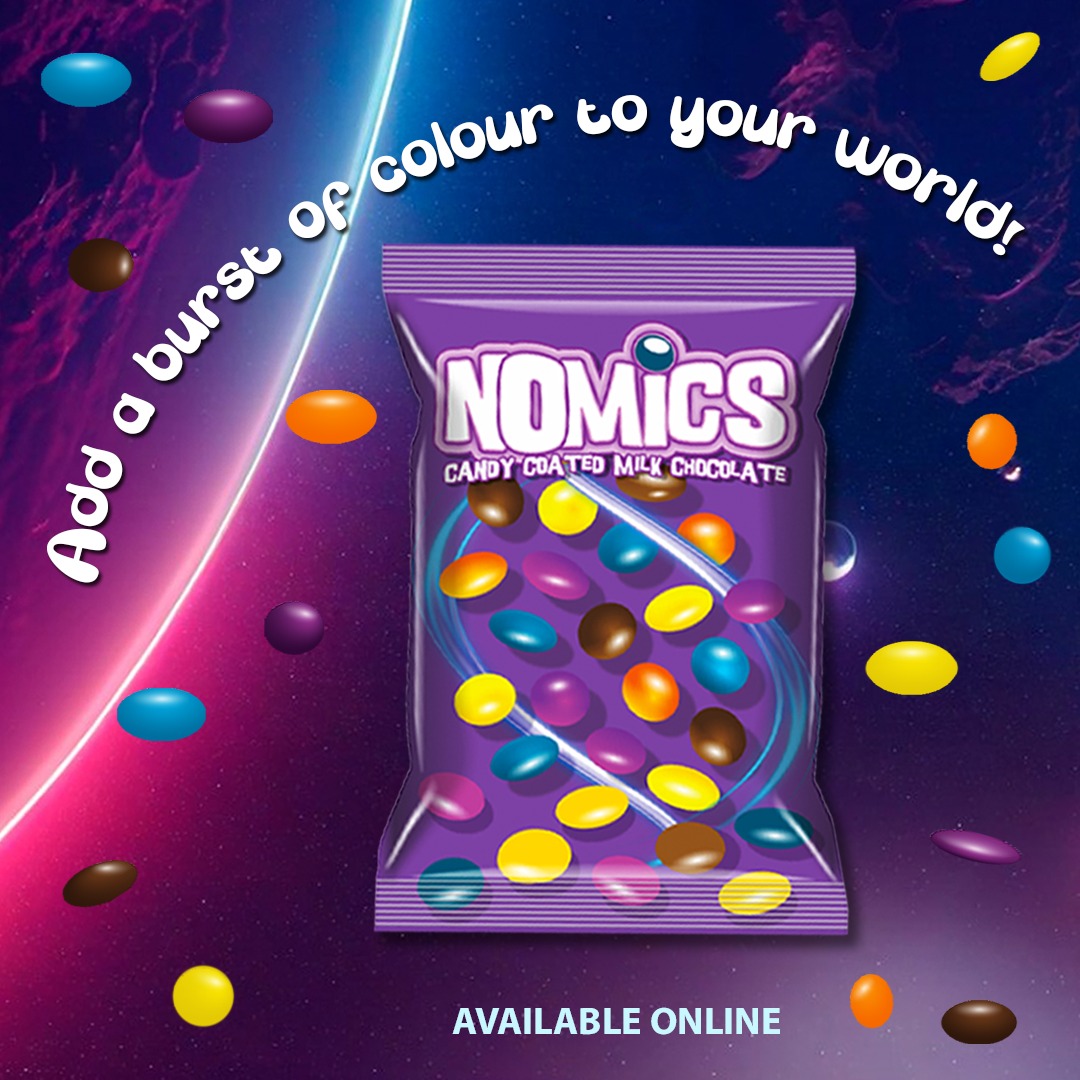 Yfm's tweet photo. Win your share of a tasty R10 000 with the all-new candy sensation, Nomics!

Simply grab a packet of Nomics and tell us 3 colours of candy in the pack using #Nomics + tag @yfm

#HomeRunWithAyandaMVP could be calling you to spin and win! https://t.co/368zSmV45n