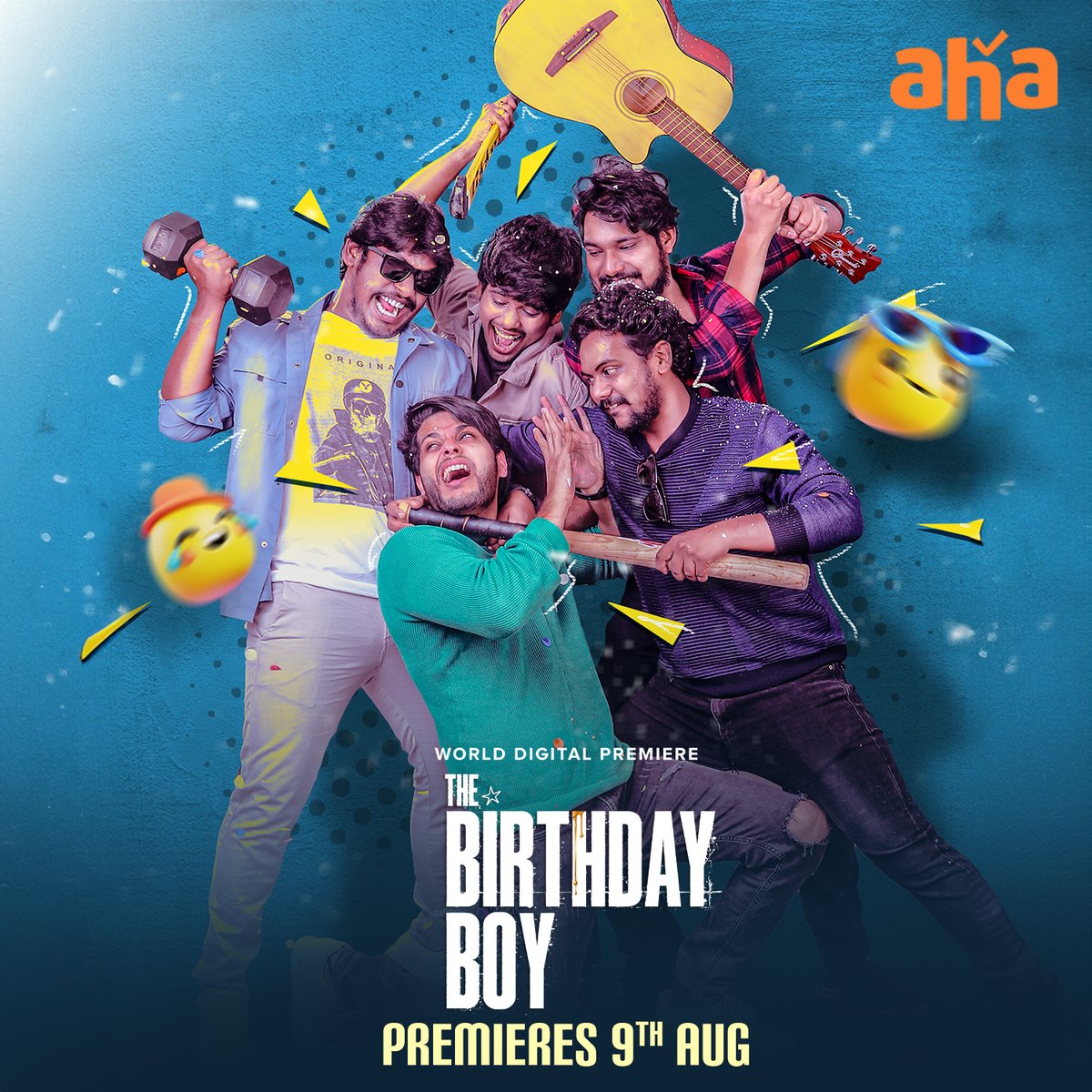 An unforgettable day for the..🙅🏻‍♂️ 

#Thebirthdayboy  🎂 premieres August 9th at 2 PM only on aha 

<a href="/actorsameersamo/">Sameer Malla</a> @rajeevco @pramodini15 <a href="/MAniGoudMG/">Mani Vaka</a> <a href="/vikranthved/">vikranth ved</a> @Rchilam