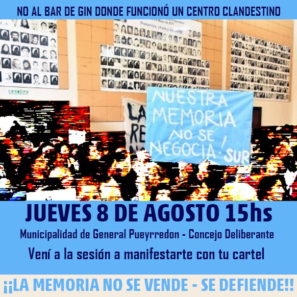 casamemoriamdp's tweet photo. Rechazo al bar en #ccd Faro de la Memoria @farodelamemoria #restinga #MemoriaVerdadYJusticia https://t.co/RrodxqAIn3