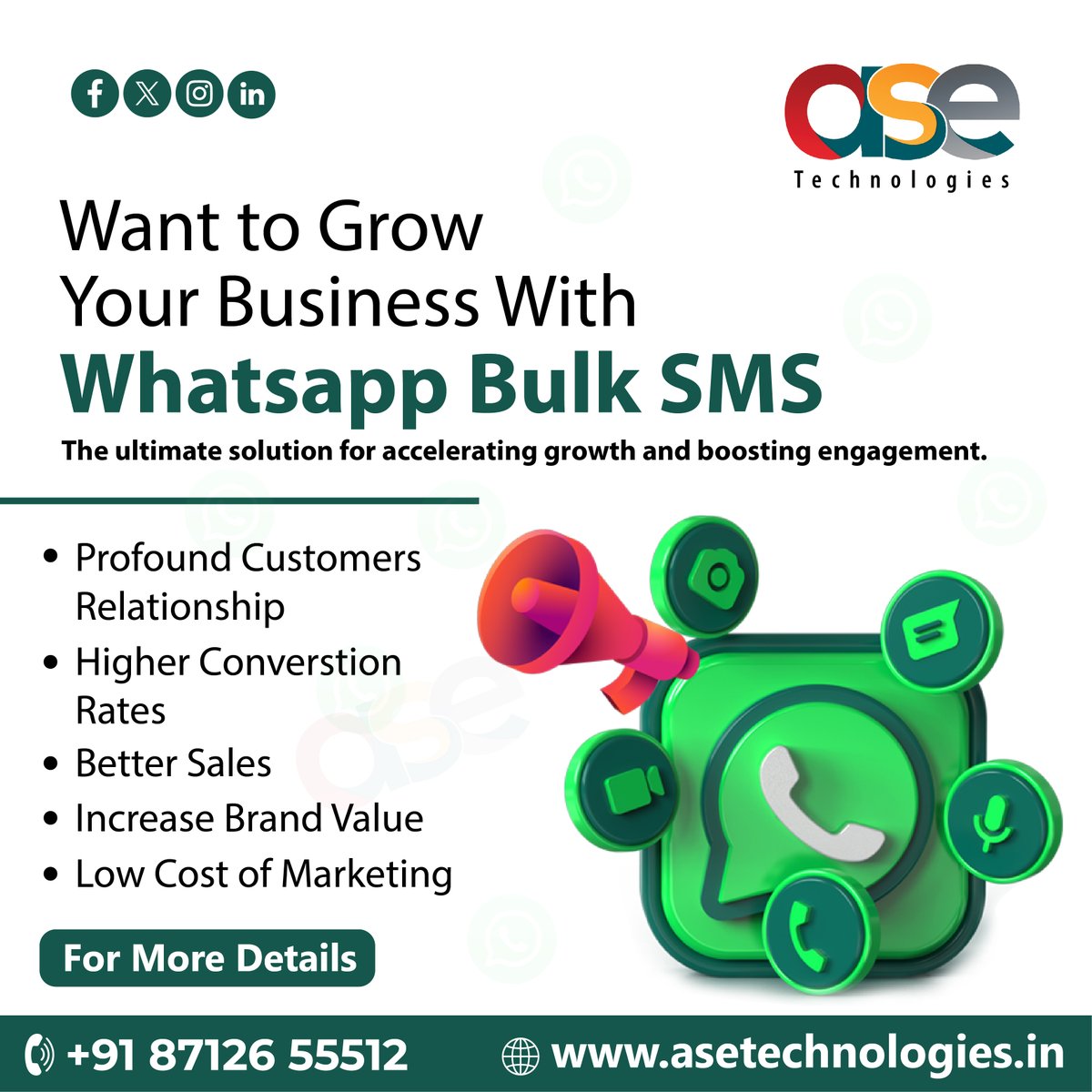 AseTechnologies's tweet image. Don&apos;t Miss Out – Reach Your Customers Directly with WhatsApp Bulk SMS!
CALL US:+918712655512 📲
VISIT US: asetechnologies.in 🌐
#DigitalMarketing #asetechnologies #bulkwhatsappsms #searchengineoptimization #webdesign #seo #socialmediamarketing #MarketingStrategy