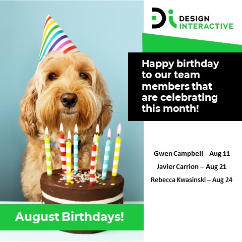🎂 **Happy Birthday!** 🎂
This August we're celebrating our amazing team members who are turning a year older. Your hard work and positive energy make Di a great place to be. Enjoy your special day! 🎊🎁
