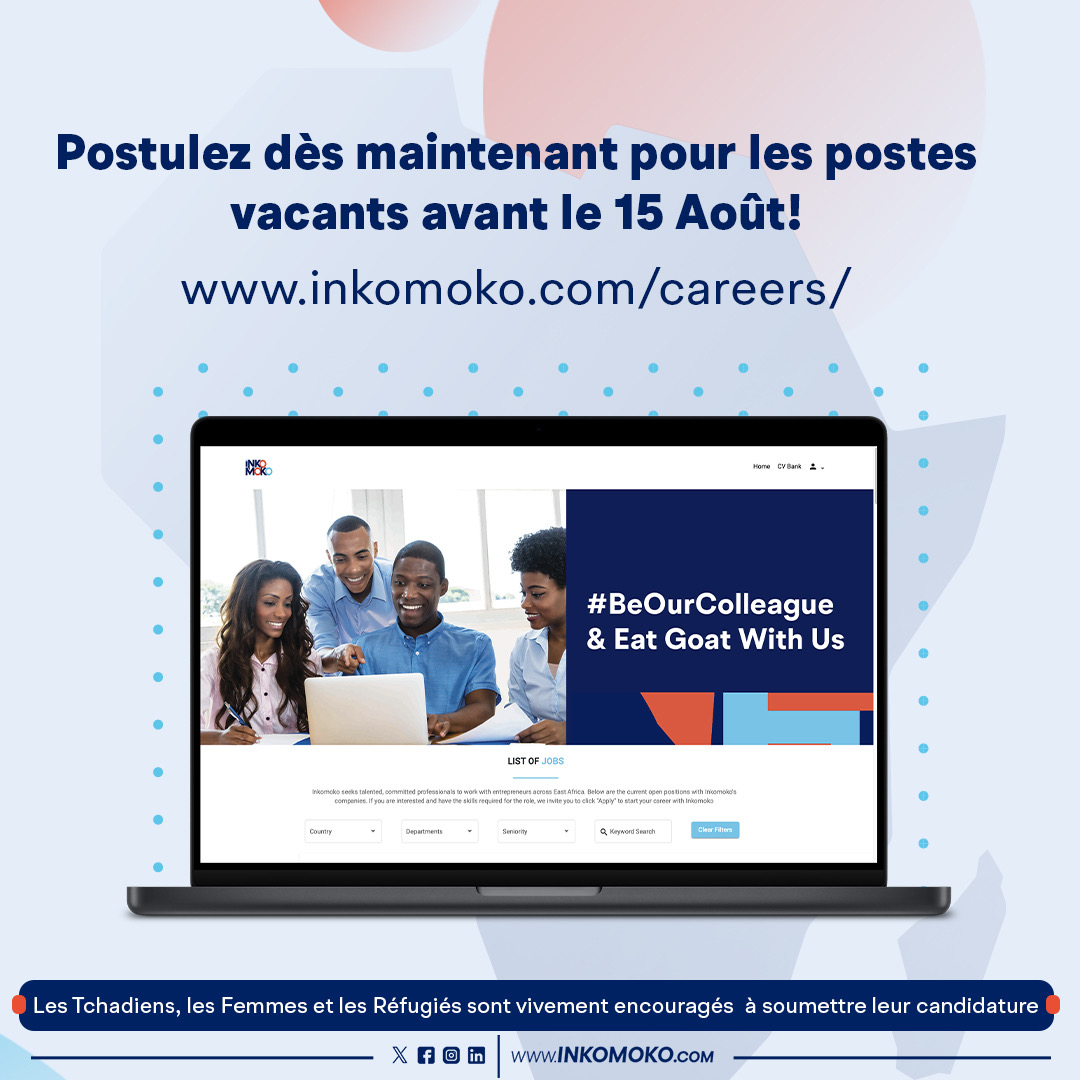 Rejoignez une équipe incroyable pour avoir un impact social au Tchad pour les entrepreneurs et les réfugiés.  Postuler aujourd'hui!  #Adjib #opportunitéscarrière