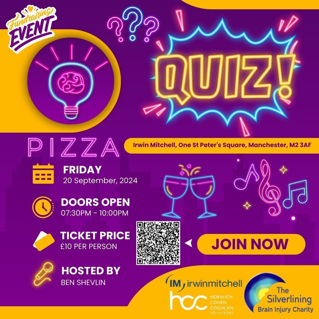 SilverTweeters's tweet photo. Get ready for a night packed with trivia, music, comedy, and delicious pizza! Join us in supporting #thesilverliningbraininjurycharity. Don't wait, scan the QR code and grab your tickets now! #fundraisingevent https://t.co/JXV1wjKOJG