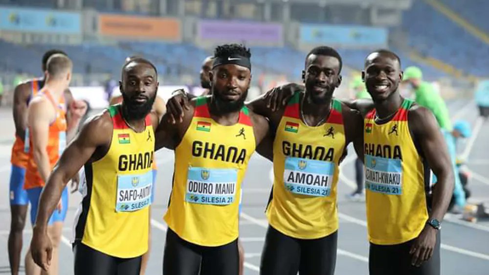 Soccergh_'s tweet photo. Ghana’s 4x100m relay team disqualified after baton infringement https://t.co/G5QOo3wviK via @soccergh_ https://t.co/dODNeyxS38