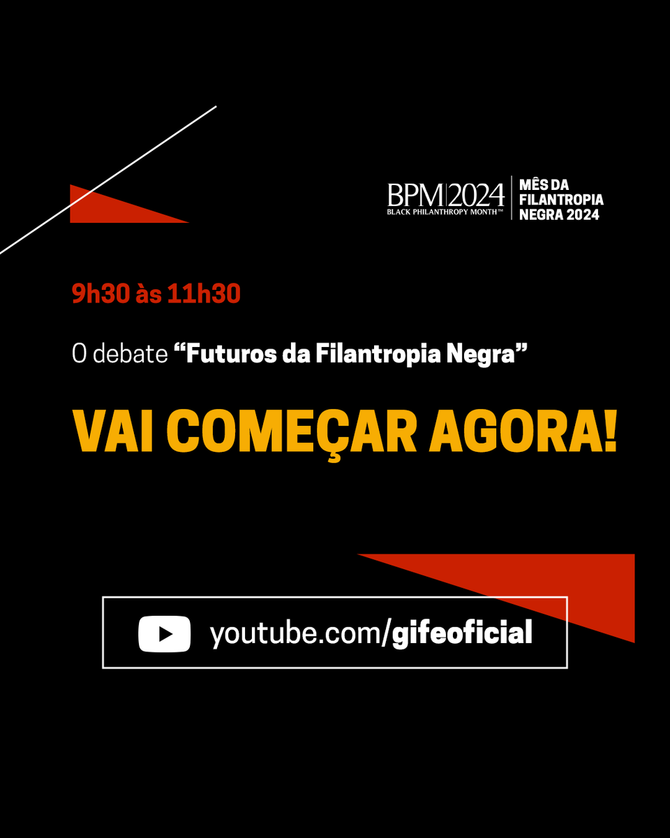 #BPM2024 | O debate "Futuros da Filantropia Negra", começa agora.

Ao vivo: youtube.com/watch?v=weT69D…