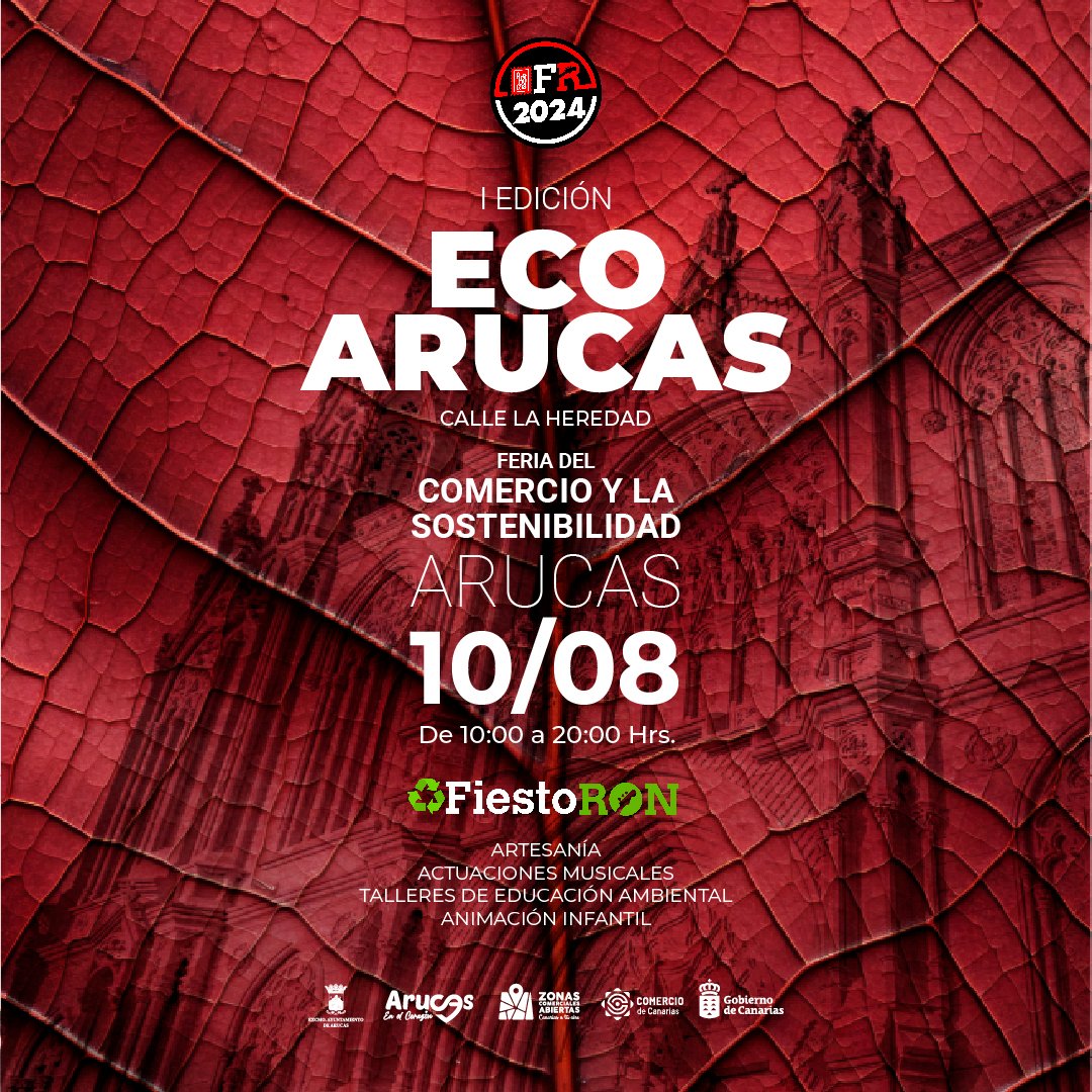 FiestoRon (@fiesto_ron) on Twitter photo Este sábado desde las 10am FERIA ECO Arucas ♻️Actuaciones musicales, Artesanías, Animaciones Infantiles y Talleres Eco.🤘⚡️Únete al movimiento sostenible.📍 C/ de la Heredad, Arucas.
<a href="/GranCanariaCab/">Cabildo Gran Canaria</a> <a href="/PresiCan/">Presidencia GobCan</a> #arucas Este sábado desde las 10am FERIA ECO Arucas ♻️Actuaciones musicales, Artesanías, Animaciones Infantiles y Talleres Eco.🤘⚡️Únete al movimiento sostenible.📍 C/ de la Heredad, Arucas.
<a href="/GranCanariaCab/">Cabildo Gran Canaria</a> <a href="/PresiCan/">Presidencia GobCan</a> #arucas