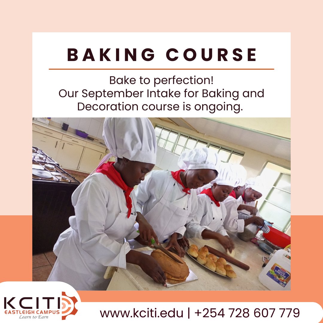 kciti_campus's tweet image. SEPTEMBER 2024 INTAKE!
Discover the joy of baking with our classes! Learn to create mouthwatering delights from simple ingredients.
Sign up for our short &amp;amp; long-term hospitality courses at kciti.edu or call 0728607779.

#BakingCourse #KCITISeptemberIntake