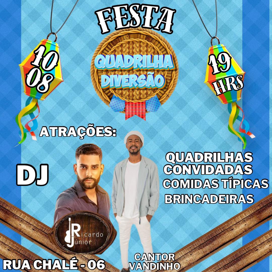 Sábado, dia 10/08, você é nosso convidado especial. 
Venha nos prestigiar com sua presença em nossa festa de encerramento. 
Teremos Pagode, sertanejo e Muita dança de Quadrilhas, para abrilhantar o nosso arraiá. 
A Junina Diversão, estará esperando vocês de braços abertos. 🥳🚀