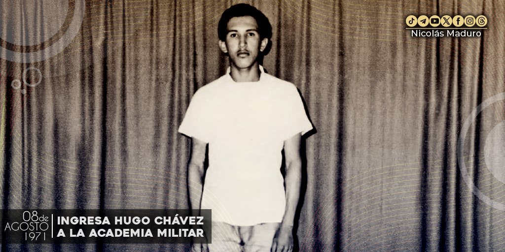 Hace 53 años, con el sueño de ser beisbolista, nuestro Comandante #Chávez ingresó a la #AcademiaMilitar de Venezuela, donde se formó como soldado. En su corazón nacería una gran pasión por la vida militar, la historia y el legado de nuestro Libertador Simón Bolívar.