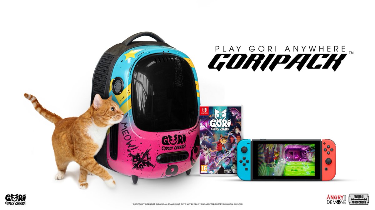 Nintendo_NWR's tweet image. GIVEAWAY ALERT: Want to win a cat carrier backpack AND a Switch copy of Gori: Cuddly Carnage? Follow and retweet this tweet to enter! And of course check out @GoriCarnage to learn more about the game!

complete rules and details below. (orange cat and bearded fellow not included)