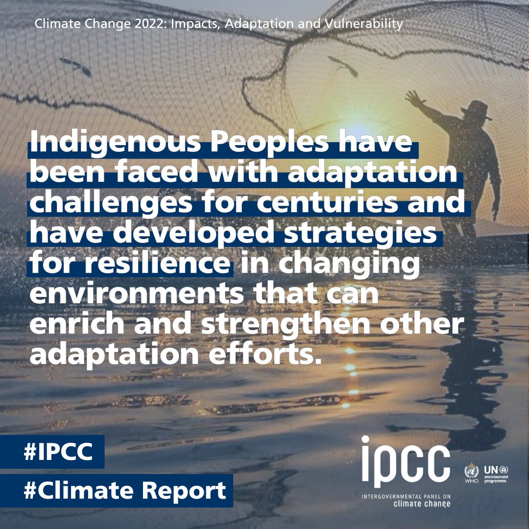 IPCC_CH's tweet image. #IPCC’s 2022 #ClimateReport shows #IndigenousPeoples have been faced with adaptation challenges for centuries &amp;amp; have developed strategies for resilience in changing environments that can enrich &amp;amp; strengthen other adaptation efforts. 

️ Read more 🔗️bit.ly/WGIIRept