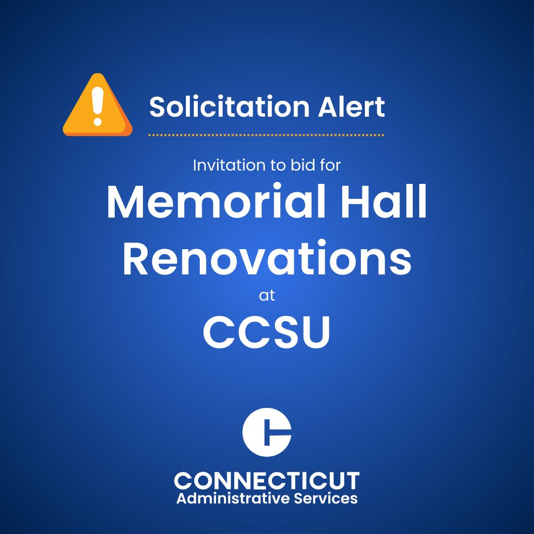 ConnDAS's tweet image. DAS is seeking bids for roof and mechanical upgrades to a 60,000gsf @CCSU 

There is a mandatory site visit for bidders on August 14, and submissions are due September 9. #solicitation #RFP #Procurement 
Learn more at CTsource 👇
lnkd.in/ei2t4G93