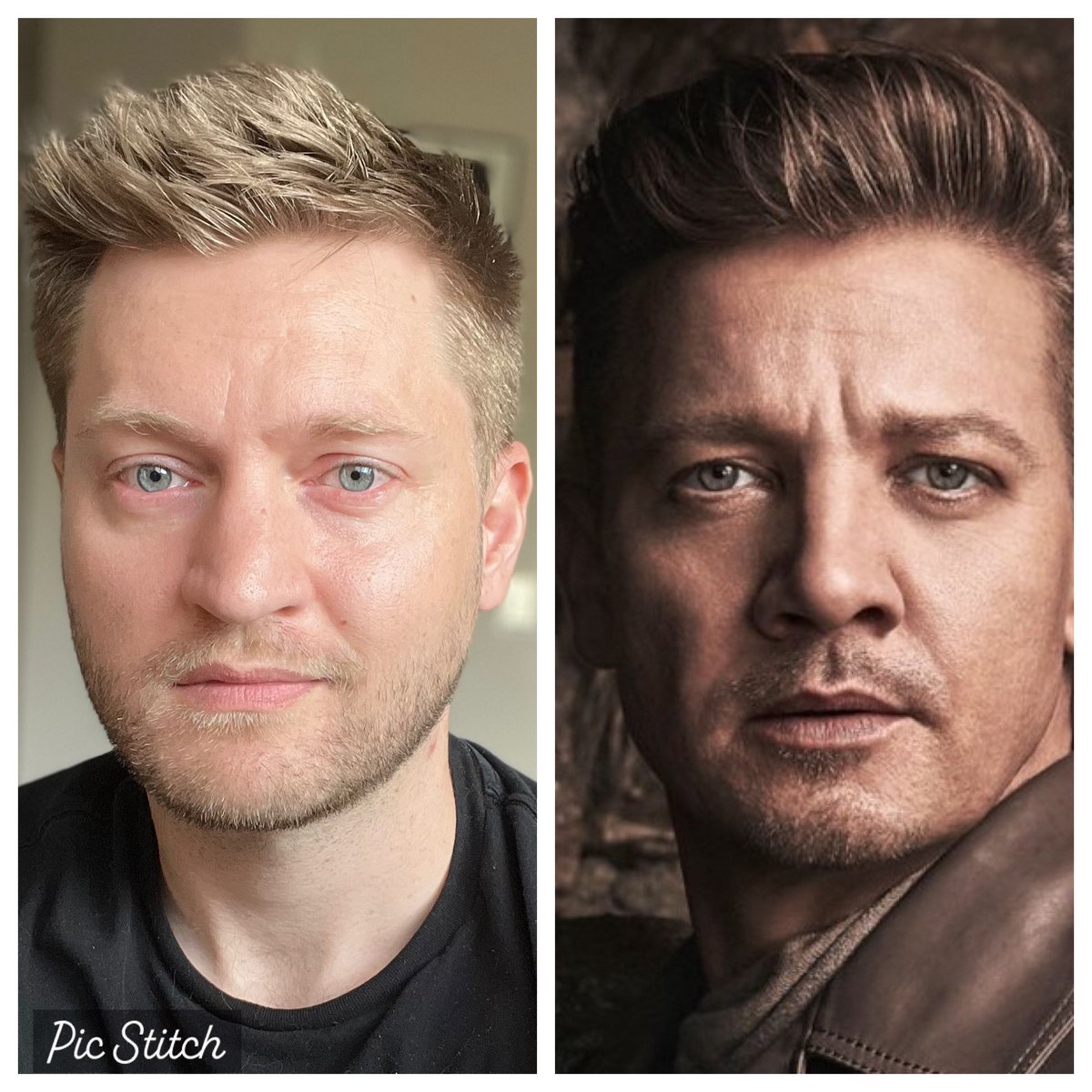darrensadick's tweet photo. @VoxyTwitch I usually get Jeremy Renner. Sure. I could dress like him and wear my leather jacket more. I’m good with that. 😂 https://t.co/49K30a7X4u