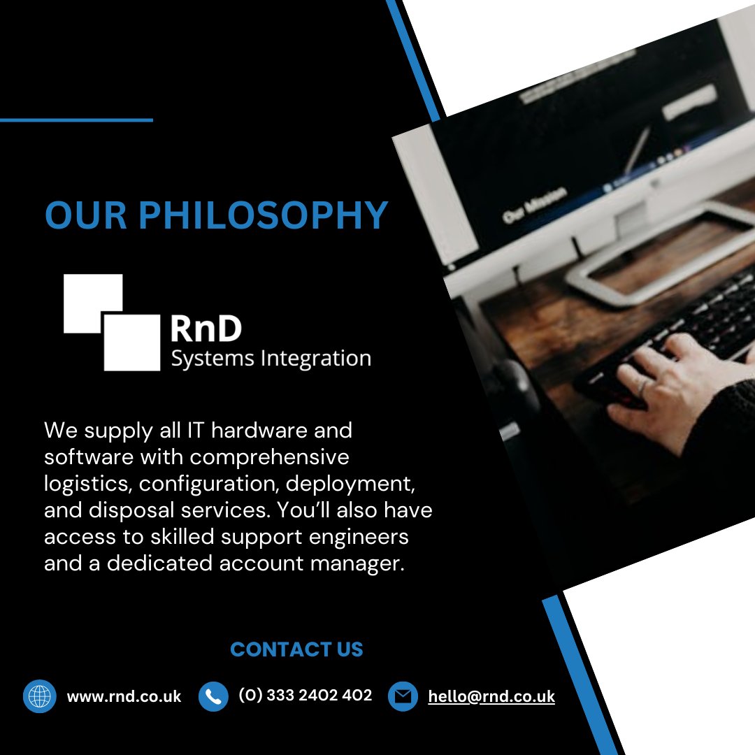 rndsystem's tweet photo. Empowering your IT needs with comprehensive hardware and software solutions, seamless logistics, and expert support. Experience dedicated service with our skilled engineers and account managers by your side.

#ITSupport
#CyberSecurity
#CloudComputing
#ManagedITServices https://t.co/UmiWhfOneJ