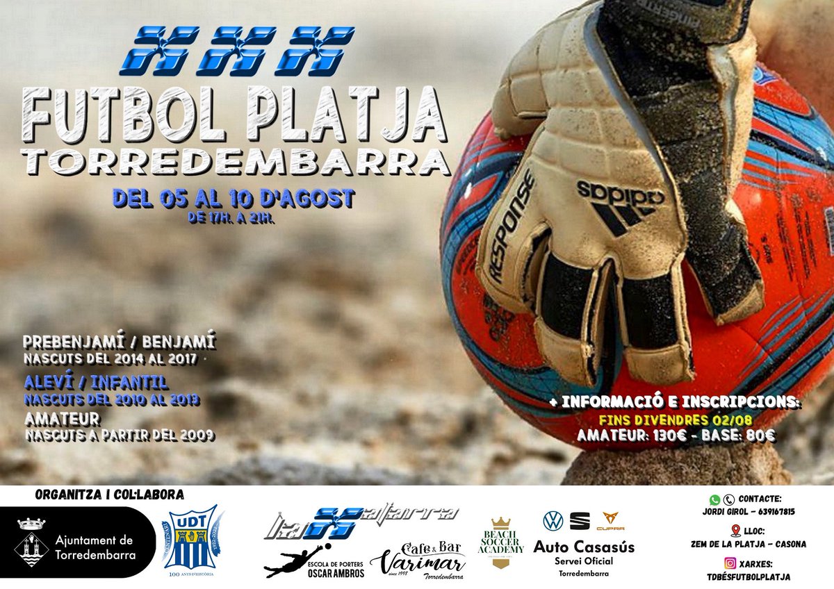 jogirol's tweet photo. @francescjoan1 @AjTorredembarra @FCBarcelona Cada tarda de 17:30 a 21h. fins el 10 d’Agost podeu gaudir del millor futbol platja Català!!

Ens podeu seguir a instagram #TDBésFUTBOLPLATJA

TORREDEMBARRAésESPORT https://t.co/oMT8oZ19tY