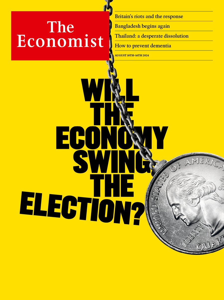TheEconomist's tweet photo. America’s economy is not entering recession, but it is slowing down. That is bad news for Kamala Harris https://t.co/6NNFZQouPL https://t.co/4rnqupCEZ6