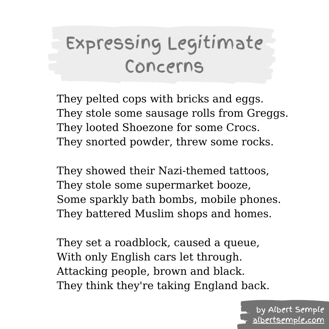 Today's poem recounting selected events from the past week.

#UKProtests #UKRiots2024 #UKRiots