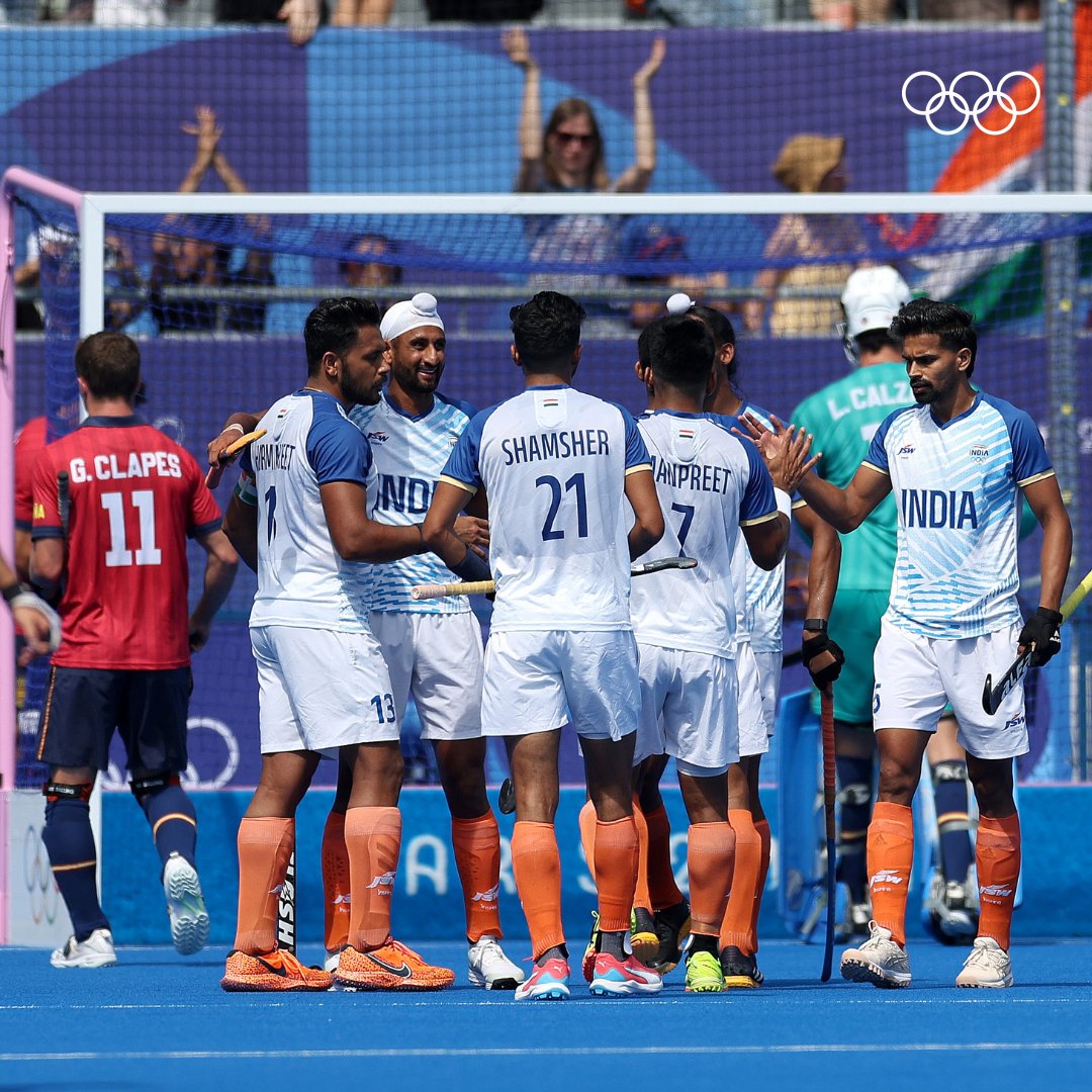 🥉 𝐟𝐨𝐫 𝐭𝐡𝐞 𝐈𝐧𝐝𝐢𝐚𝐧 𝐦𝐞𝐧'𝐬 𝐡𝐨𝐜𝐤𝐞𝐲 𝐭𝐞𝐚𝐦! 🔥

Harmanpreet Singh and co. help 🇮🇳 claim their 1️⃣3️⃣th medal in hockey at the Olympics! 💪

#Paris2024