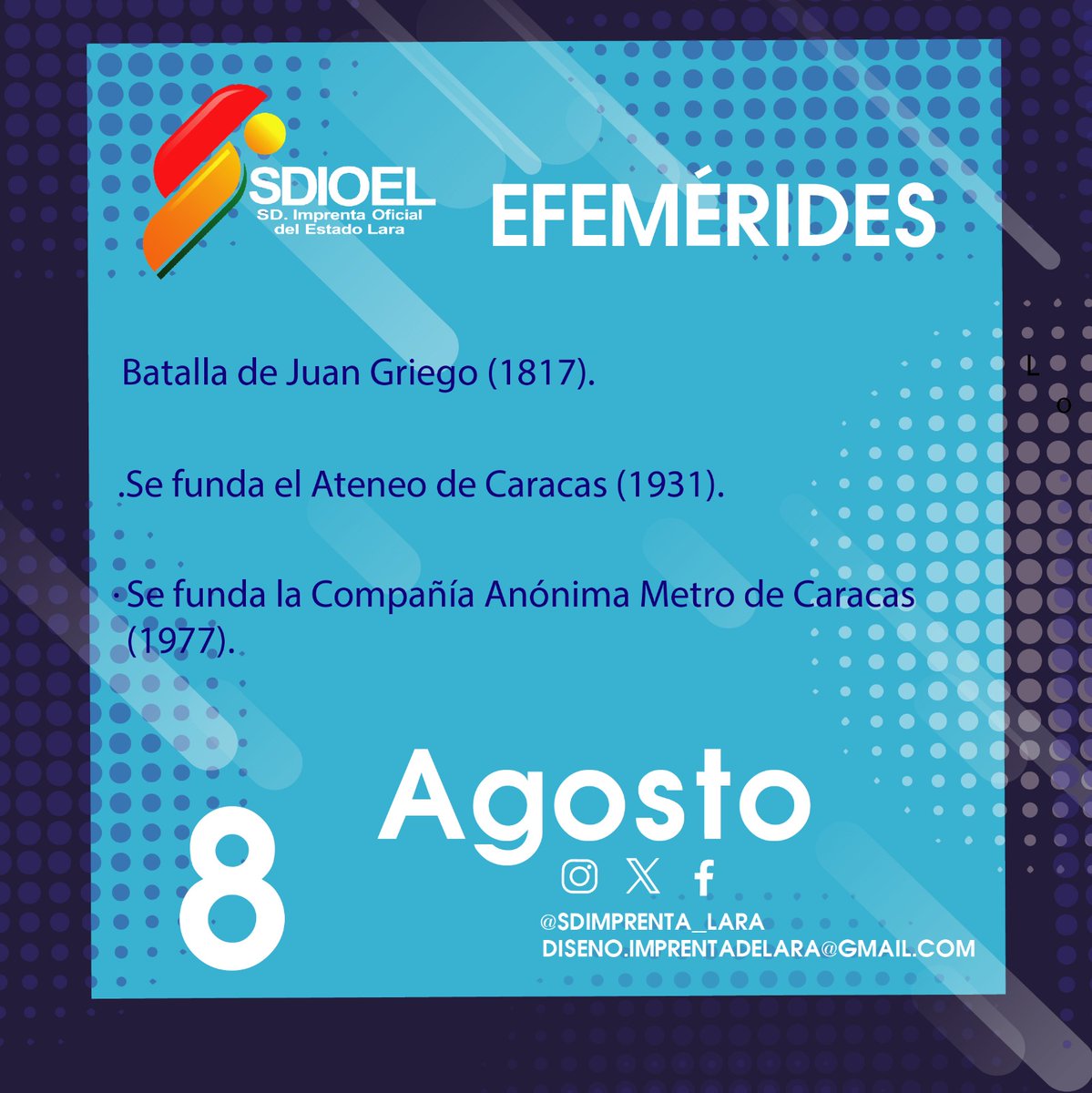 Feliz jueves #Efemerides #8Agosto