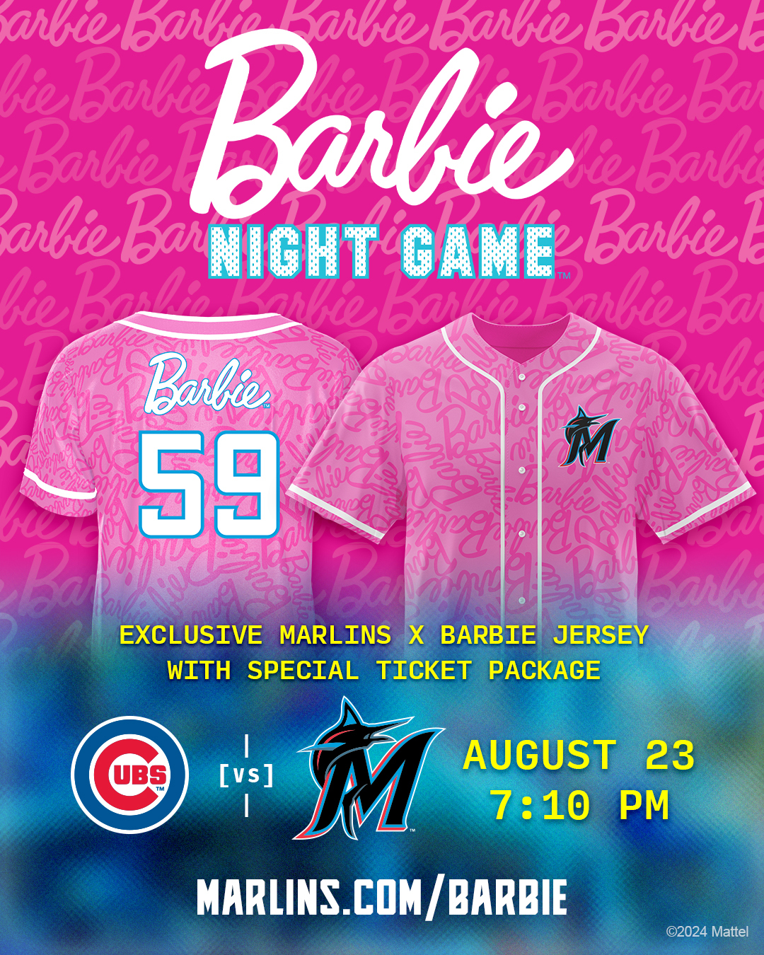 Miami Marlins X Let s go party at the ballpark Don t miss out on this exclusive Marlins x Barbie baseball jersey. https t QWjDtMF94O https t 6wGJDc3sjF X