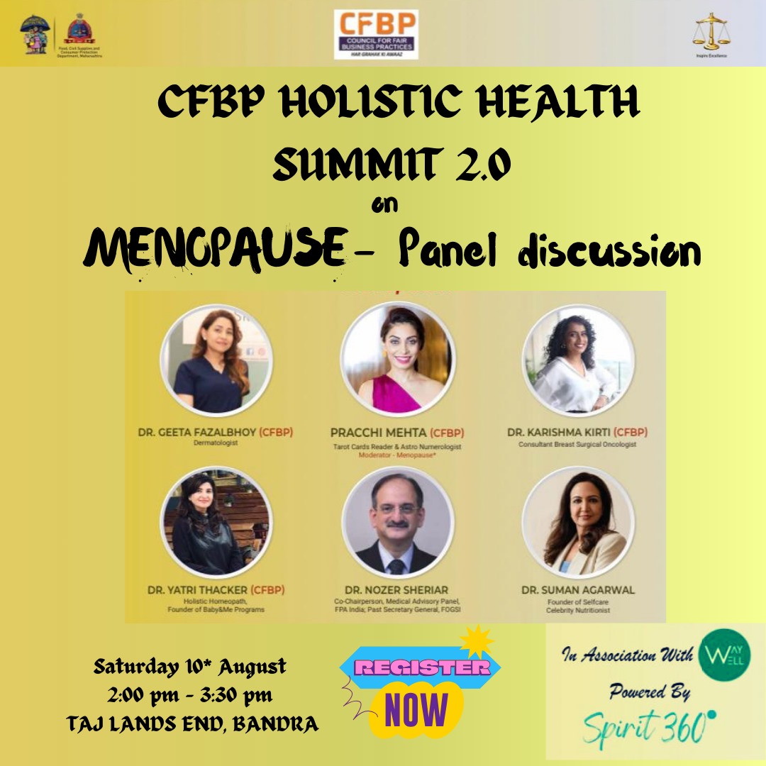 Thrilled to speak at the CFBP Holistic Health &amp; Wellness Summit 2.0 on August 10 at Taj Lands End. 

Discussing menopause with amazing experts. 

Your presence and participation would be invaluable. I look forward to engaging with you all at this event. 

#Cfbpsummit2024
