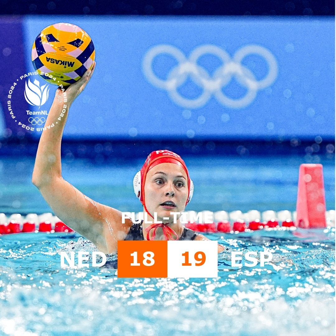 Na een onwijs spannende 4e periode, hebben de waterpolodames helaas verloren in de penaltyserie!

🇳🇱 Nederland - Spanje  🇪🇸

Full-time:
Nederland 18 - 19 Spanje

#TeamNLwaterpolo #DeBrugNaarSucces #paris2024