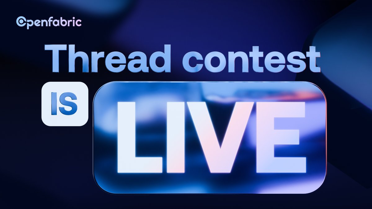 Openfabric thread contest is live!🥳

Earn reward for showcasing your writing skills

How?
1. Create a thread on Twitter
2. Tag <a href="/openfabricai/">Openfabric AI</a> in your thread
3. Invite people to read your thread

Prize🏆
1st => $30
2nd => $20
3rd => $15

Note: winners will be chosen randomly.
