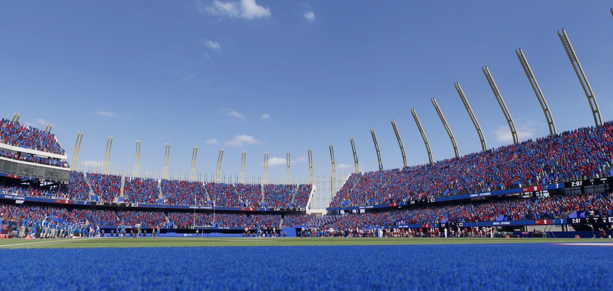 KU_Football's tweet photo. It’s in the game. @EASPORTSCollege 

Welcome into the transformed David Booth Kansas Memorial Stadium 🤯 https://t.co/YNbBDKyCk3