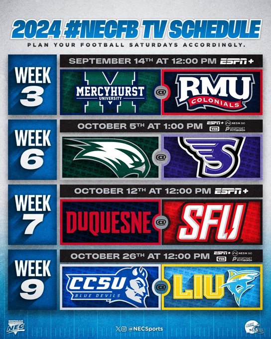 2024 NEC Football TV Schedule
