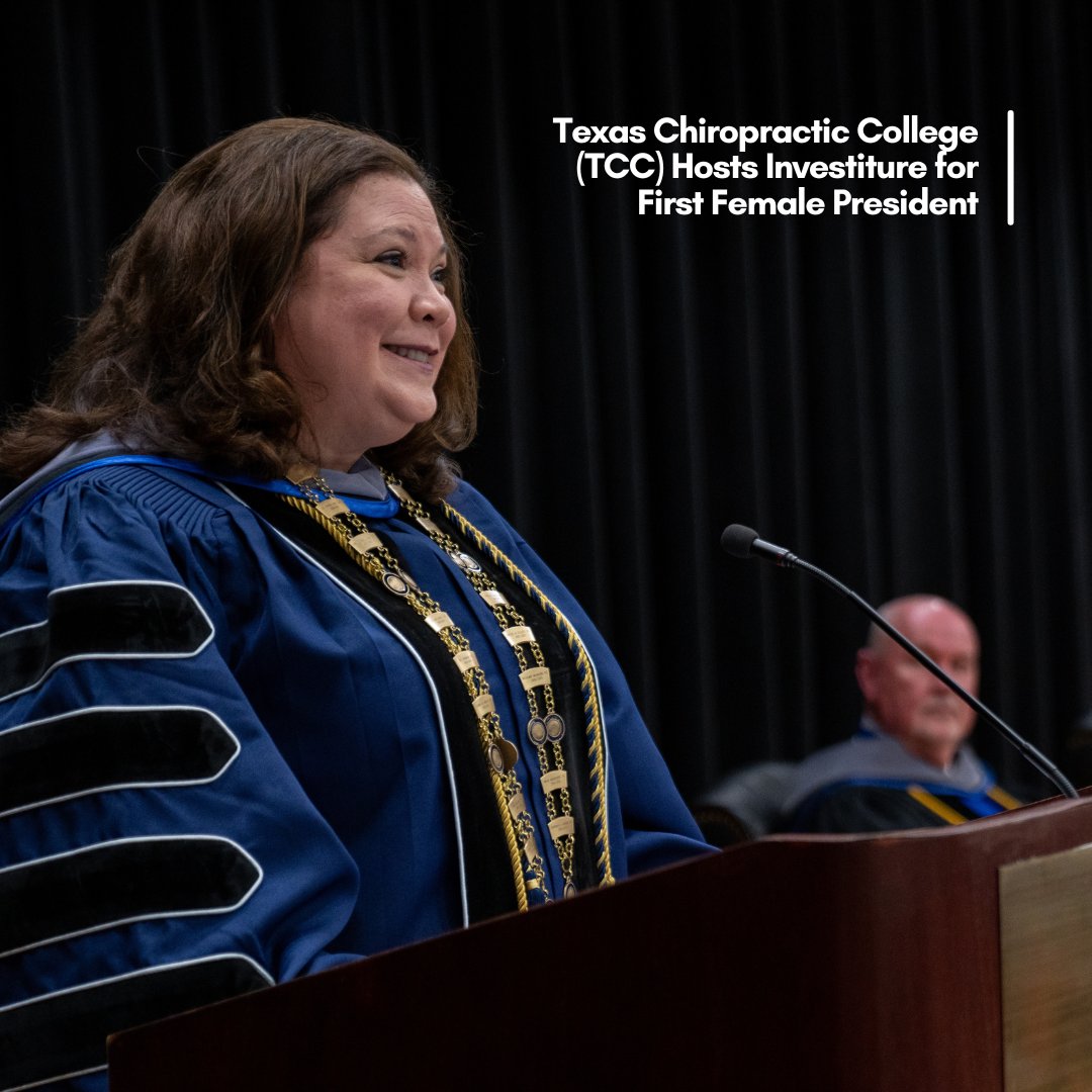 TXChiroCollege's tweet photo. Texas Chiropractic College formally celebrated Sandra Hughes, DC, MEd, FICC as the institution’s 16th President during an investiture ceremony August 3rd. For the full story, visit the link in our bio. #tcc #texaschiropracticcollege #txchiro https://t.co/vMCpENiVUy