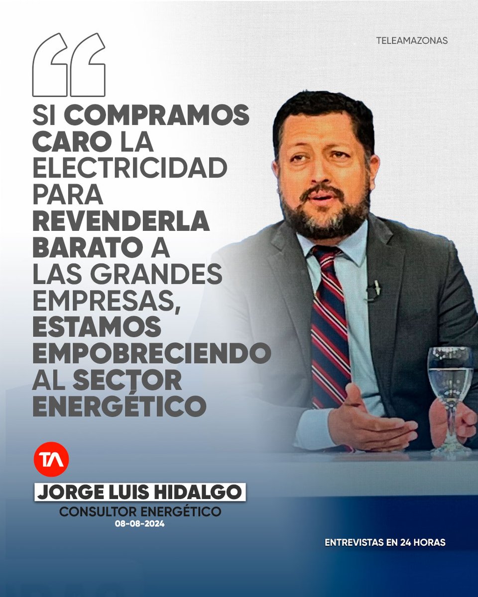 #ENTREVISTA | “En Ecuador es la ciudadanía la que subsidia la electricidad a las grandes mineras”. Jorge Luis Hidalgo, consultor energético ow.ly/iGe350STQvO