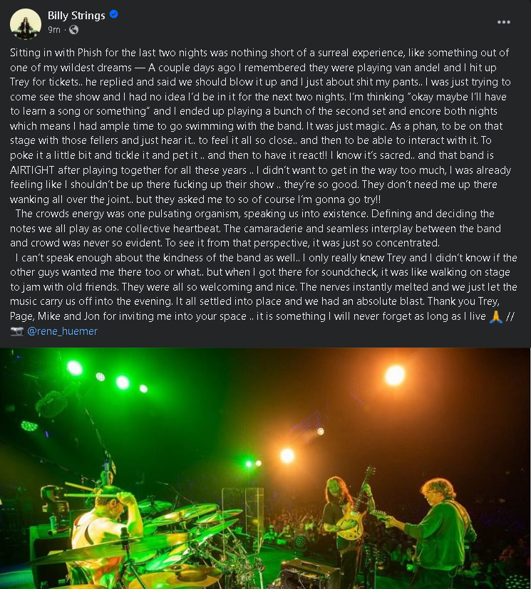 PhishatMSG's tweet photo. Words from @BillyStrings 
#Phish https://t.co/fqbdCpTXVX