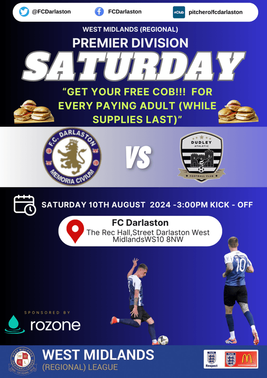 FCDarlaston's tweet photo. Pre-Match Preview: FC Darlaston vs Dudley Athletic #Pitchero
https://t.co/uaGuHMt9vP https://t.co/NboAy3EXCB