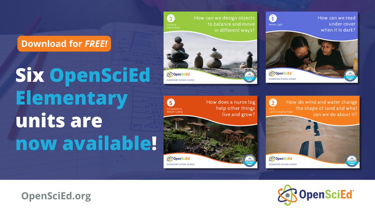 Exciting news! 🎉 The first 6️⃣ #OpenSciEd Elementary units are now available for download! Our units are FREE, adaptable, and filled with hands-on learning experiences that will make science fun and relatable to your students. Download a unit ➡️ bit.ly/3WArX3H!