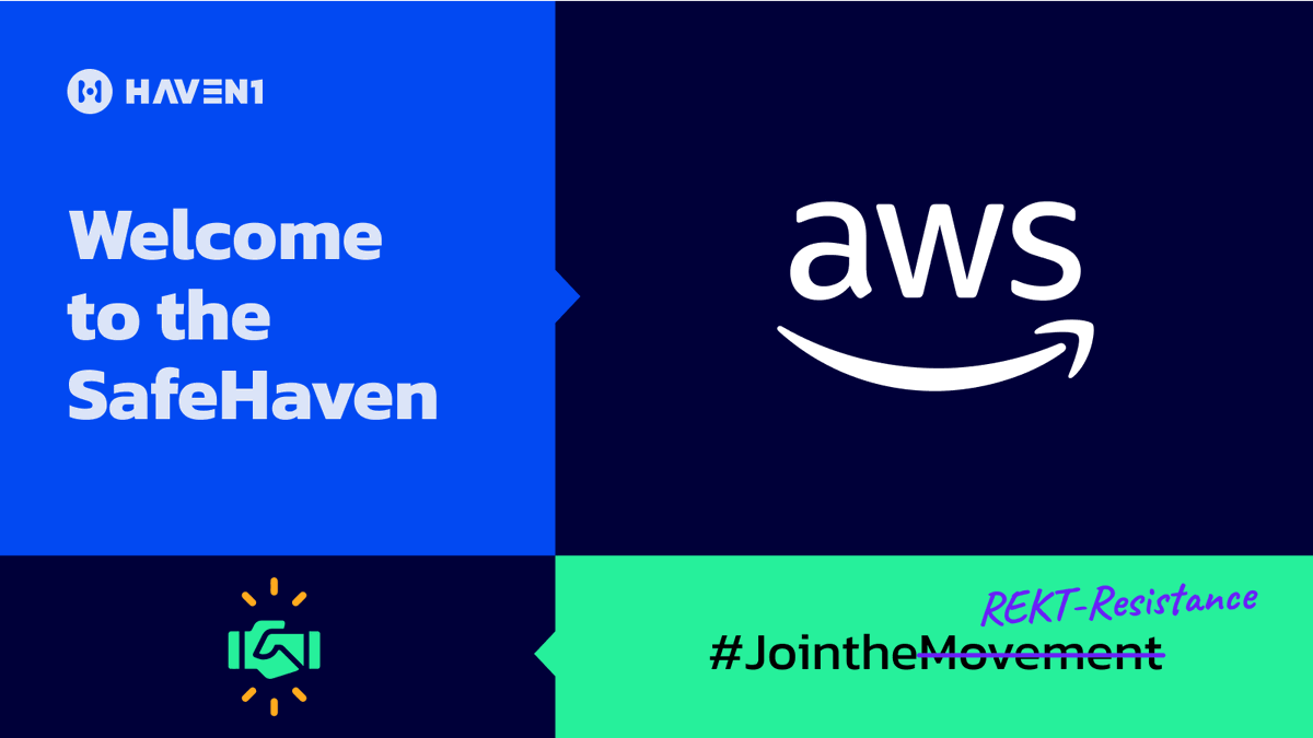 Haven1official's tweet photo. We’re thrilled to announce Amazon Web Services @AWS & @AWSstartups, a global #tech powerhouse, who will, with a verified infrastructure partner, become one of the 7 initial validators of Haven1’s REKT-Resistant, EVM L1, Proof-of-Authority #blockchain!

Read more here: https://t.co/tFzjqSEU7c

#Haven1Up #JointheREKTResistance #Partnerships