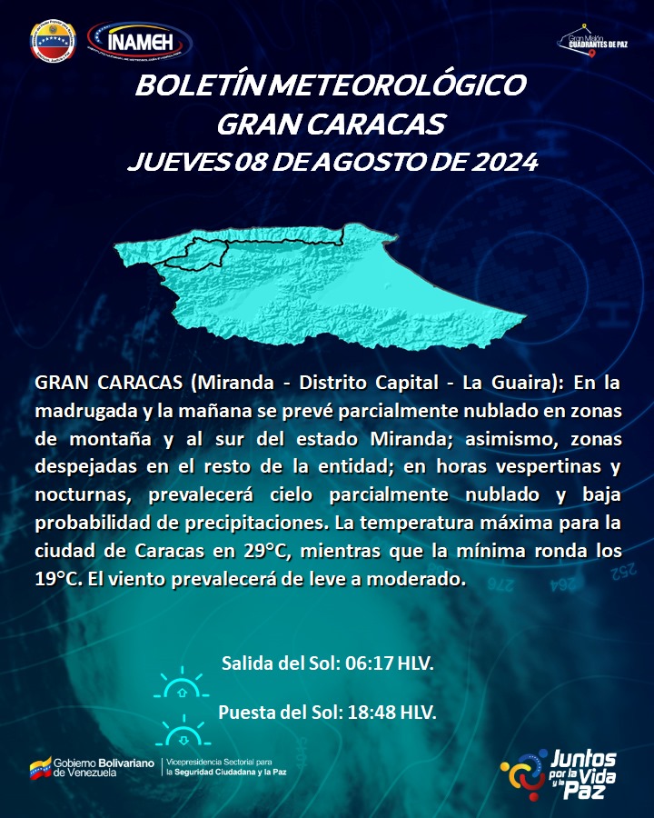 PCivil_Ve's tweet photo. 🚨 Boletín meteorológico para este  jueves #8Ago por @INAMEH https://t.co/RAleAKeluJ
