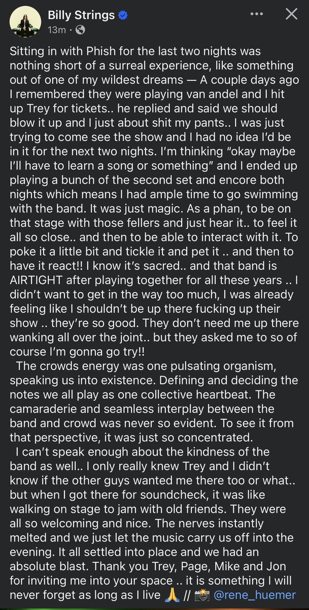 StrangestDesign's tweet photo. (Some) phish fans need to chisel the ice off your cold, frozen hearts. Or maybe this note from Billy Strings will warm it up for you: https://t.co/Szrz49tXZy